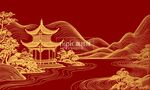 中國(guó)風(fēng)亭子山水背景