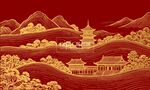線描古風建筑背景