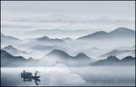 中國風意境水墨山水畫