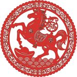 紅色剪紙駿馬圖案