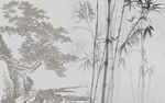水墨竹林山水圖