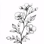 黑白花卉線條插畫