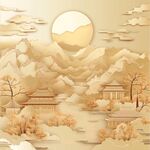 金秋山水古風意境圖