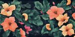 橙花綠葉精美圖案