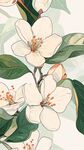 手繪白色花卉枝葉圖