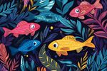 多彩魚兒暢游奇幻植物間