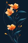 橙色花卉插畫 優雅線條感