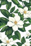 清新梔子花綠葉無縫圖案