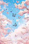 春日櫻花與蝶的夢幻圖景