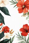 花卉綠葉邊框裝飾插畫