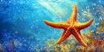 夢幻海底的橙色海星