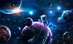 太空宇航員宇宙星球隕石星空背景