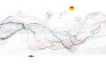 抽象線條煙霧意境山水畫背景墻