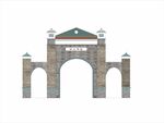 復古石拱門建筑模型