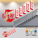 五個引領(lǐng)樓梯文化墻