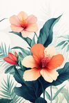熱帶花卉插畫 鮮艷奪目