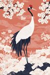 丹頂鶴立于繁花山水間