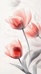 水墨風(fēng)粉色郁金香花卉圖