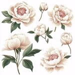白色牡丹花插畫素材集合