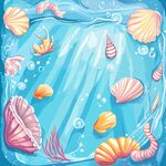 海底貝殼夢幻插畫背景