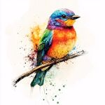 五彩斑斕鳥兒棲息枝頭