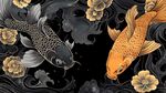 雙鯉戲花圖
