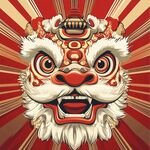 舞獅頭插畫 中式喜慶風(fēng)格