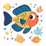 可愛多彩魚兒的海底小世界