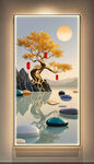 原創(chuàng)裝飾畫時(shí)來(lái)運(yùn)轉(zhuǎn)金色發(fā)財(cái)樹