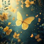 夢幻黃蝶飛舞于幽謐花叢