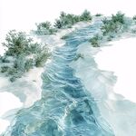 潺潺溪流伴岸邊綠植