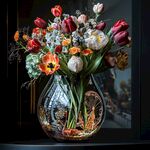 多彩郁金香花瓶插花藝術