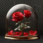 玻璃罩中的兩朵嬌艷紅玫瑰