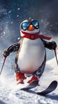滑雪的時(shí)尚企鵝
