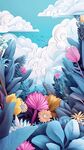 夢(mèng)幻花卉云海插畫風(fēng)景