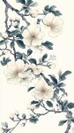 中式水墨風(fēng)玉蘭花枝圖