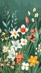 春日爛漫花卉插畫