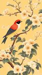 花鳥圖 枝頭雀與盛放繁花