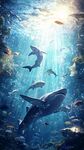 夢幻海底世界的鯊魚與魚群