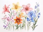 多彩花卉手繪插畫(huà)
