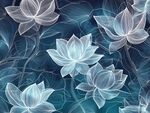 夢幻藍調(diào)蓮花無縫背景圖