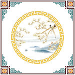 中式花鳥邊框圖案設計