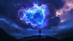 夢幻星空下的孤獨身影