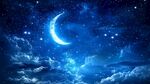 夢幻夜空下的新月與繁星