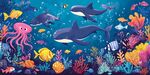 海底動物歡樂暢游圖