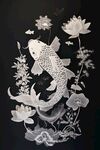 中式錦鯉花卉圖