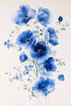 藍(lán)色水彩花卉插畫