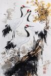水墨丹頂鶴圖