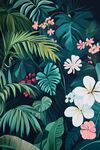 熱帶花卉綠植夢(mèng)幻插畫