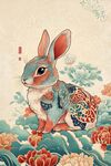 中式國風(fēng)彩繪祥瑞兔子圖